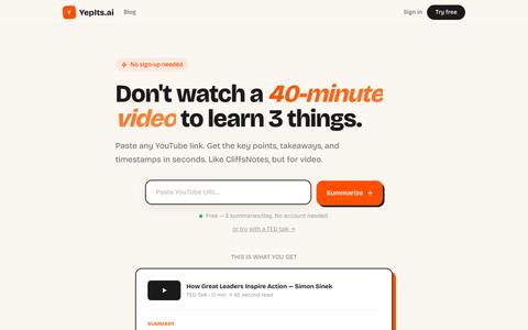YepIts.ai — Turn any video into a 2-minute read — screenshot