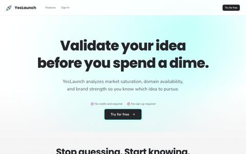 YesLaunch | Validate Your Idea Before You Spend — screenshot