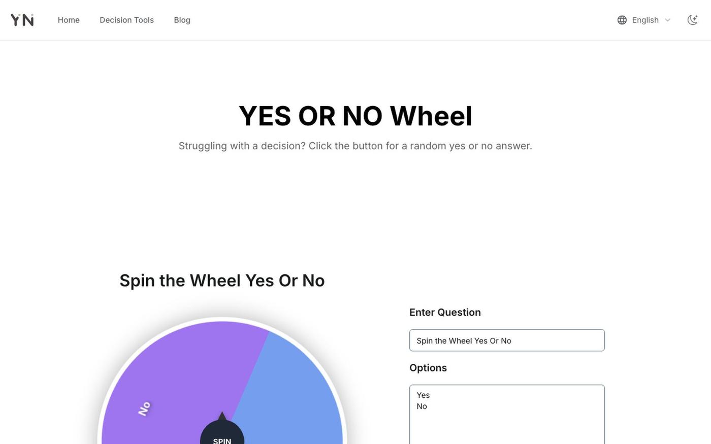Spin the Yes or No Wheel - Get Your Free & Instant Decision — screenshot