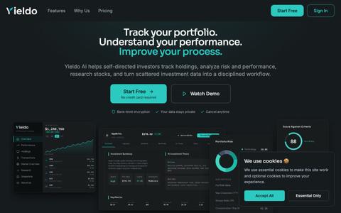 Yieldo AI | AI Stock Research & Portfolio Analytics in One Platform — screenshot