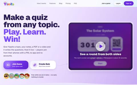 Yippito — AI Quiz Maker: Create a Quiz and Host It Live — screenshot