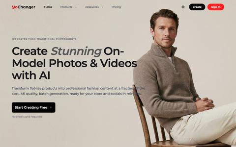 YoChanger - AI Fashion Photo Studio | Product to Model in Seconds — screenshot