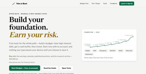 Build your foundation. Earn your risk. | Yolo or Bust — screenshot
