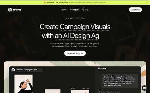 AI Design Agent for Images, Video & Canvas | YourArt — screenshot