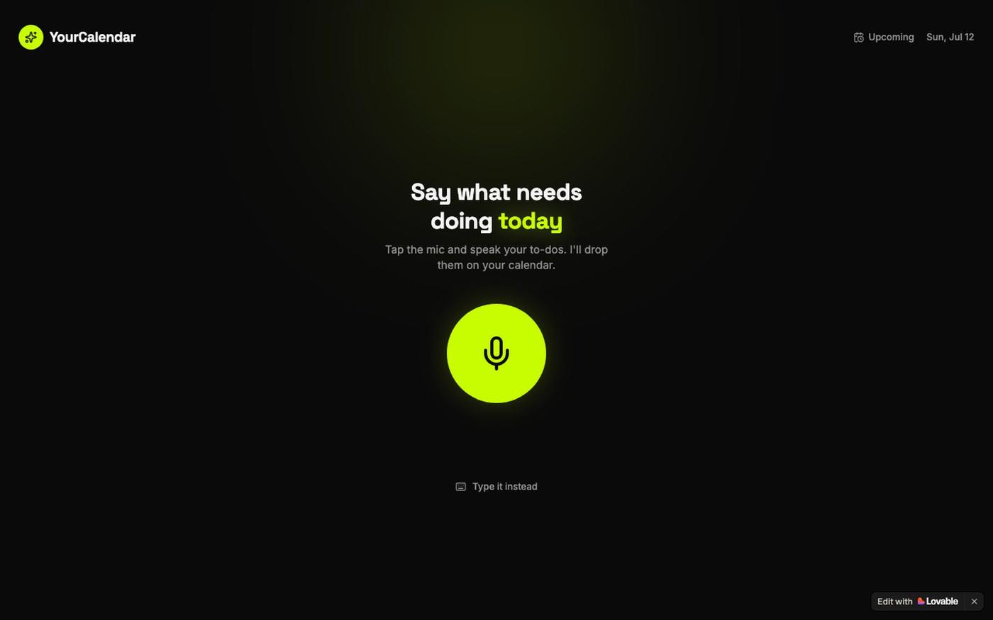 YourCalendar — Speak your to-dos onto your calendar — screenshot