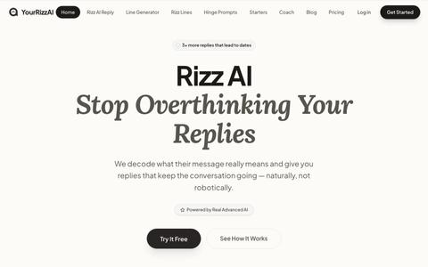 Rizz AI - Free AI Dating Reply & Response Generator — screenshot