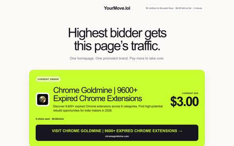YourMove.lol — Highest bidder gets this page’s traffic — screenshot