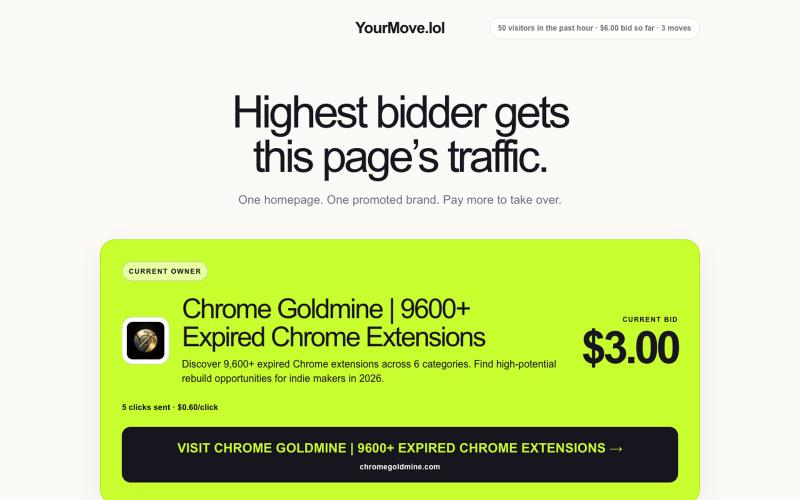 YourMove.lol — Highest bidder gets this page’s traffic — screenshot
