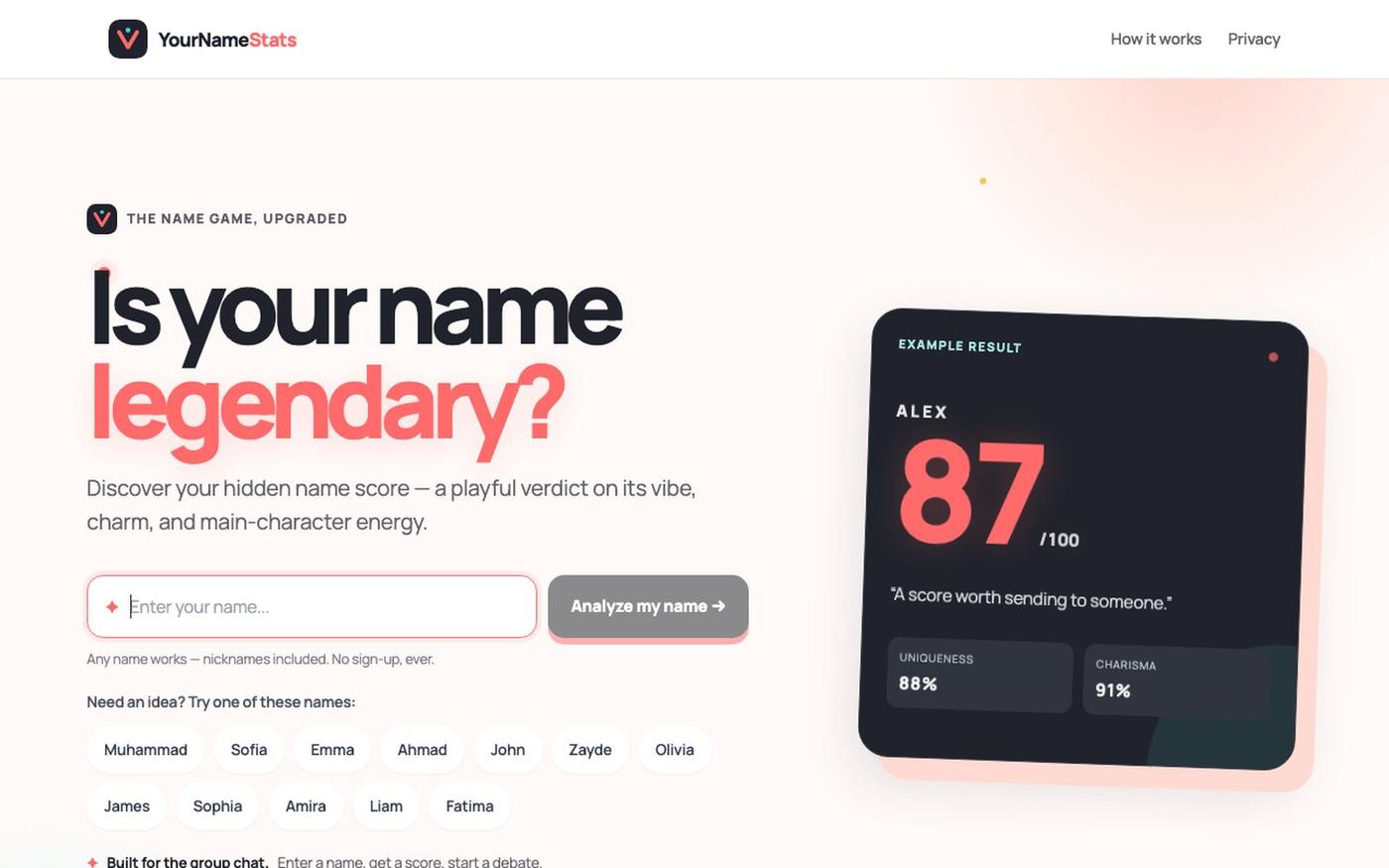 YourNameStats — Is your name legendary? — screenshot