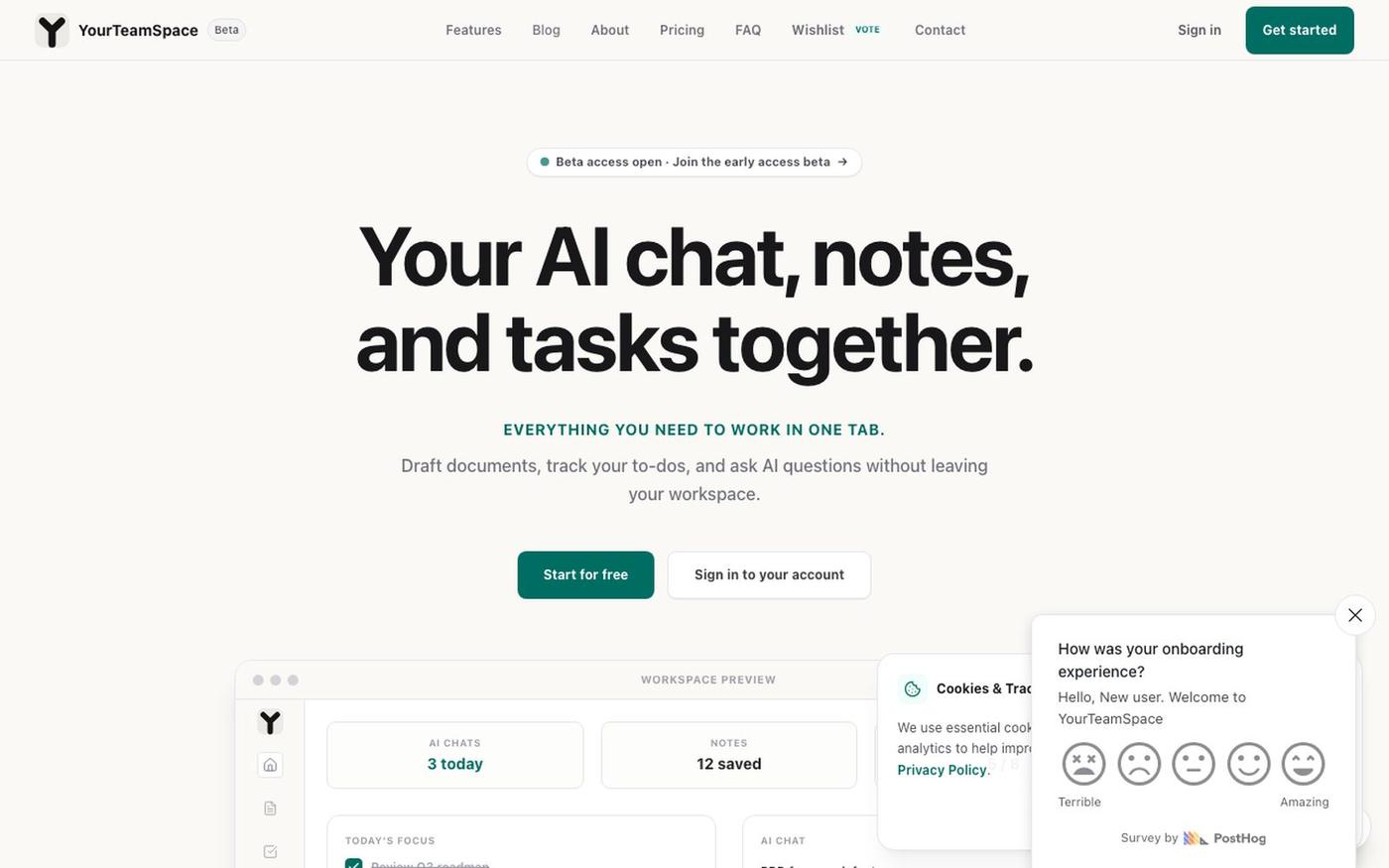 YourTeamSpace — Fast Notes, Tasks & AI Chat Workspace — screenshot