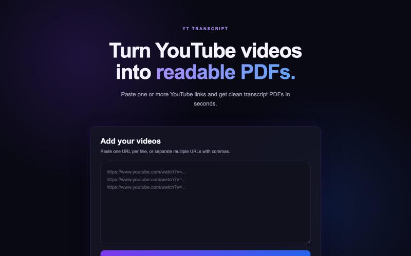 YouTube Transcript Downloader — screenshot