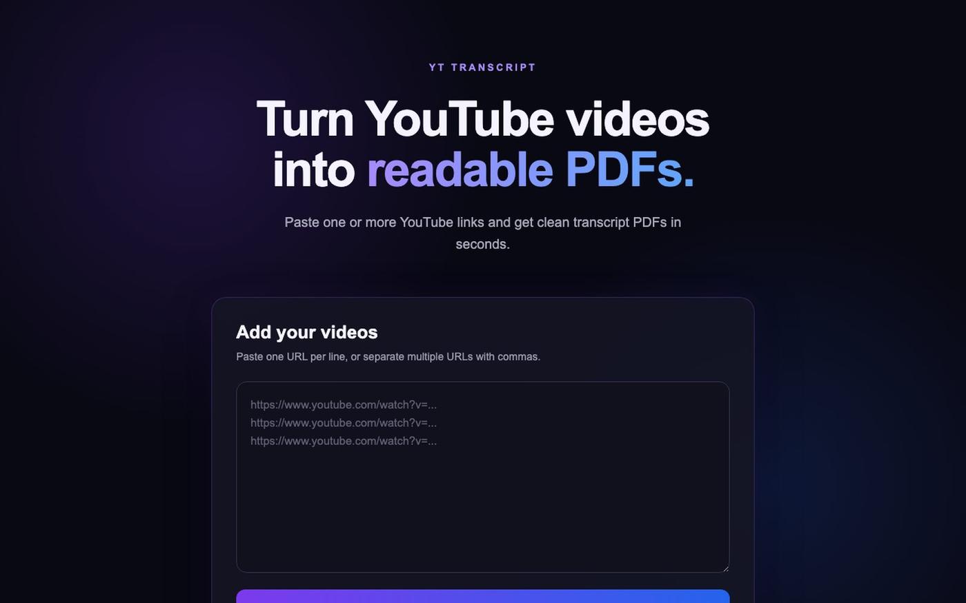YouTube Transcript Downloader β screenshot