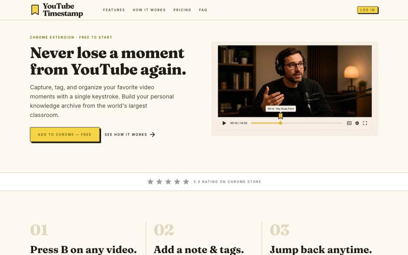 YouTube Timestamp – Save & Organize Video Moments (Chrome Extension) — screenshot