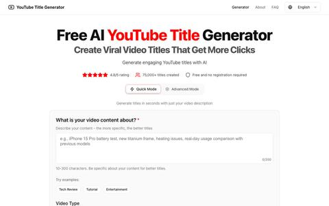 AI YouTube Title Generator - Create Click-Worthy Titles | AI YouTube Title Gener — screenshot
