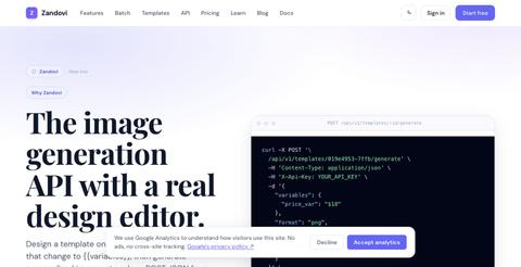 Zandovi — Design once. Generate thousands. Template-based design with variables, — screenshot