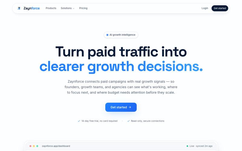 Zaynforce — AI growth intelligence for paid campaigns — screenshot