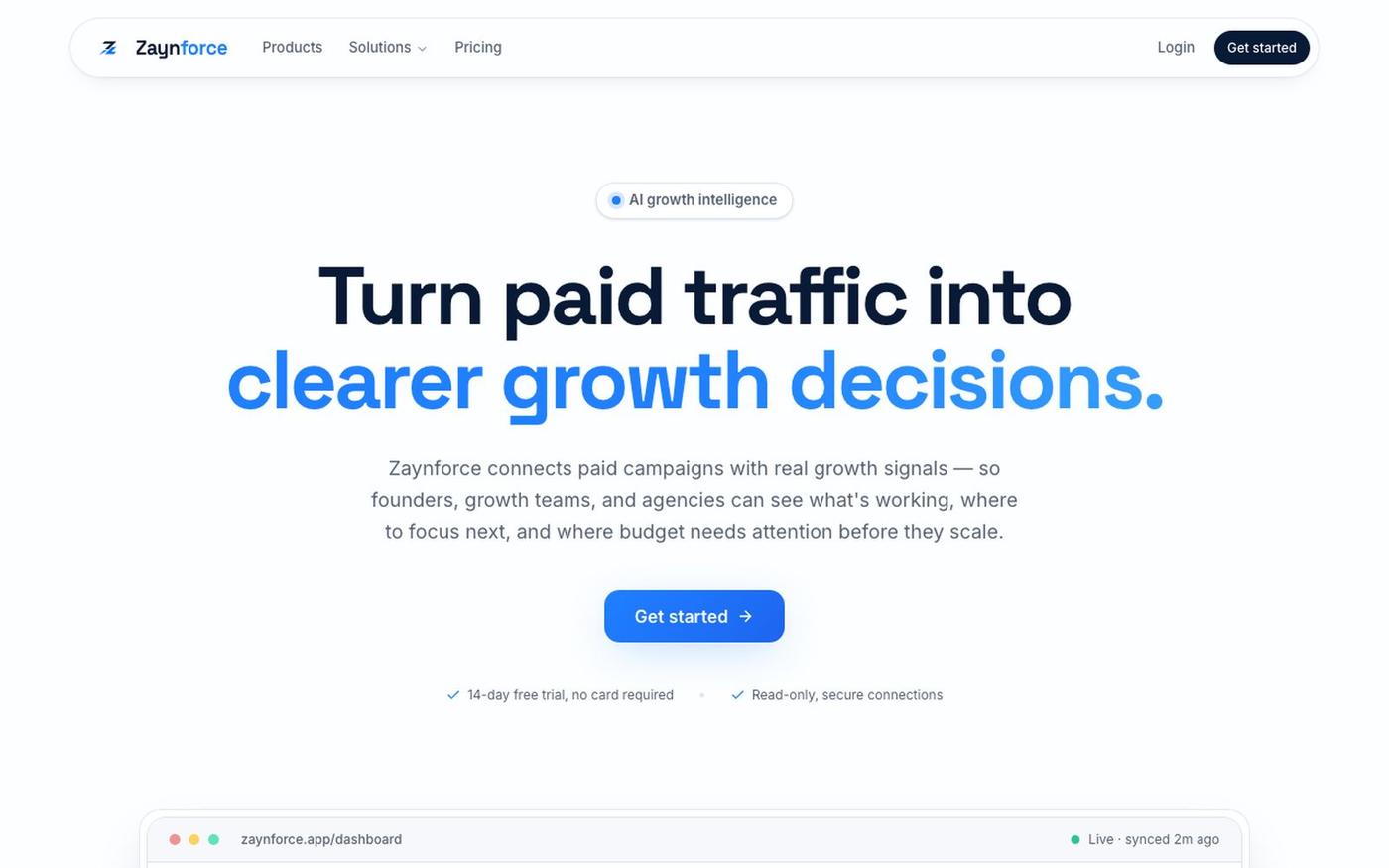 Zaynforce — AI growth intelligence for paid campaigns — screenshot