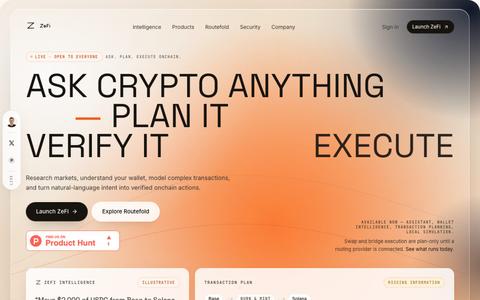 ZeFi — The AI operating system for onchain finance — screenshot