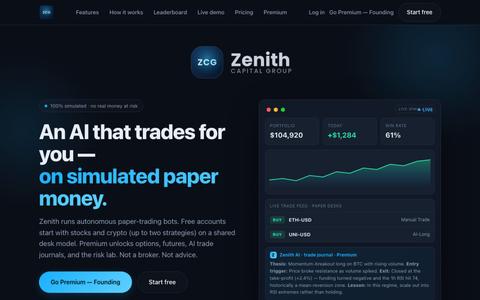 Zenith — Autonomous AI Trading Lab — screenshot