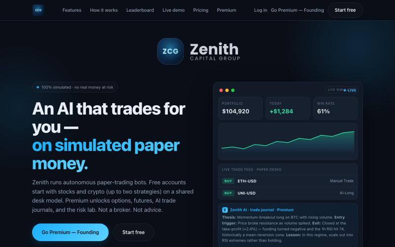 Zenith — Autonomous AI Trading Lab — screenshot