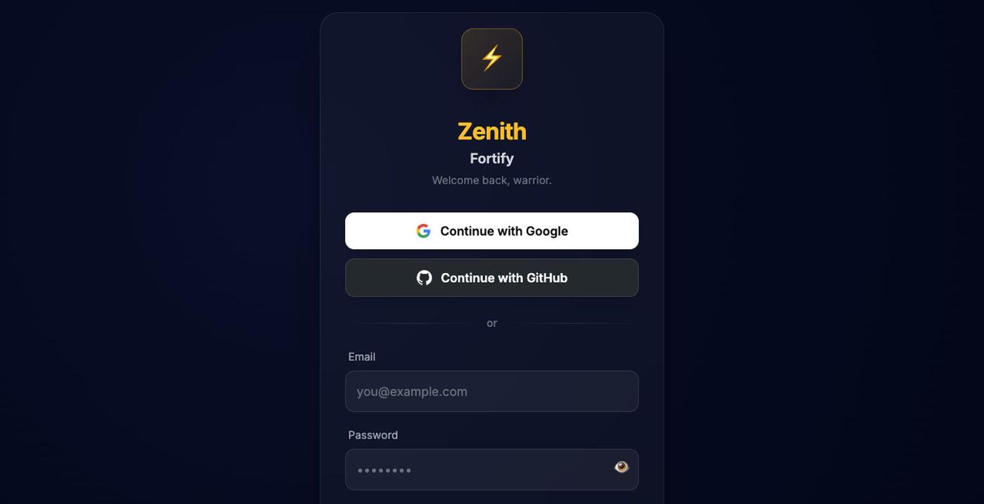 Zenith Fortify — screenshot