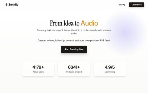 ZenMic — Text to Podcast Generator | AI Podcast Maker — screenshot