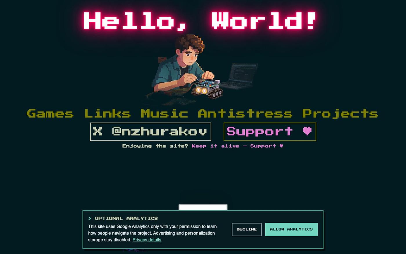 Nikita Zhurakov — Hello, World! — screenshot