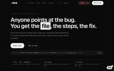 Zidl - Bug reports with the file, the steps, and the fix — screenshot