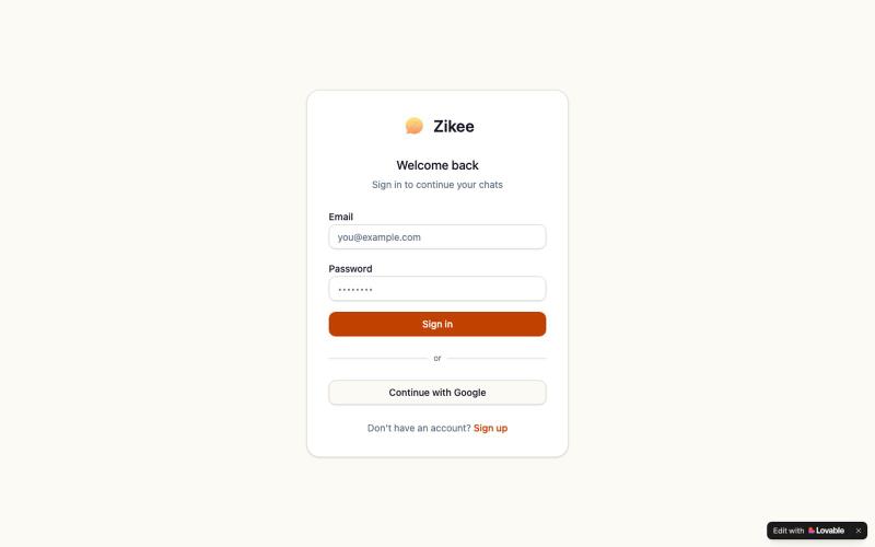 Zikee Chat — screenshot