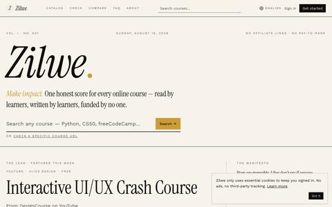 Zilwe — Outcome-based Trust Scores for online courses — screenshot