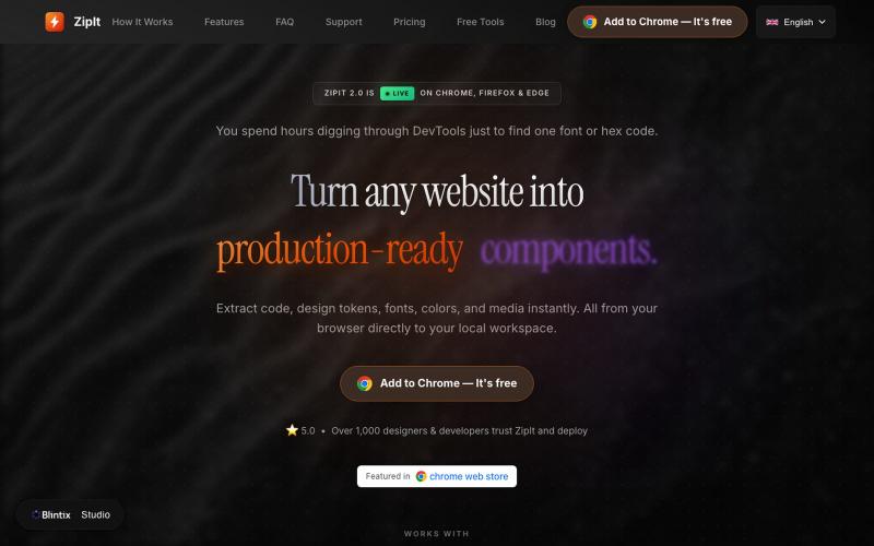 ZipIt — Extract Code, Fonts & Assets from Any Site — screenshot