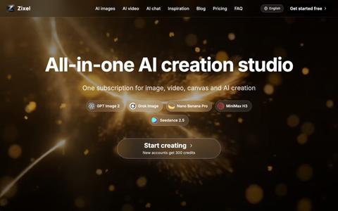 Zixel - AI Image & Video Generator | Nano Banana, GPT Image 2, Grok, MiniMax H3, — screenshot
