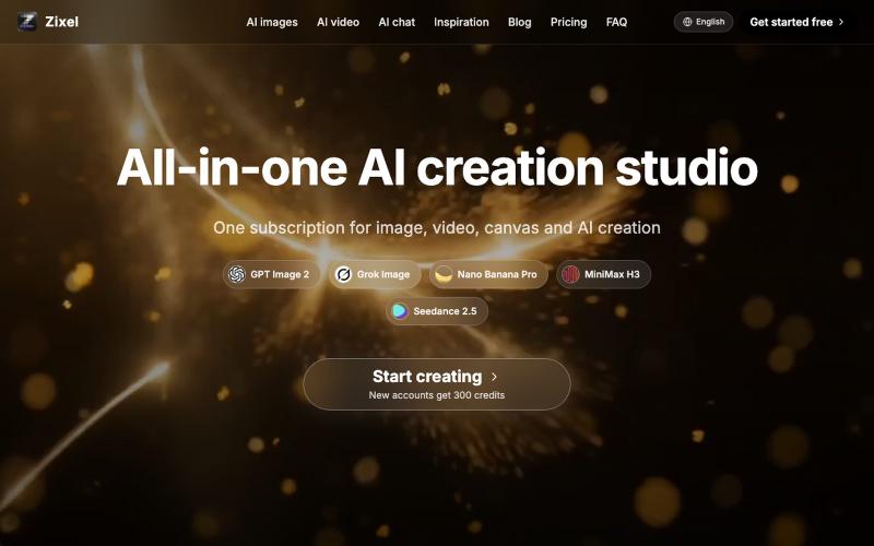 Zixel - AI Image & Video Generator | Nano Banana, GPT Image 2, Grok, MiniMax H3, — screenshot