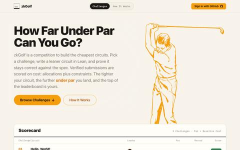 zkGolf: golf zero-knowledge circuits, verified in Lean — screenshot