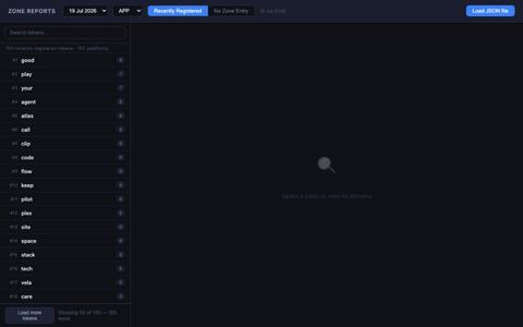 Zone Reports | Recently Registered Domain Reports — screenshot