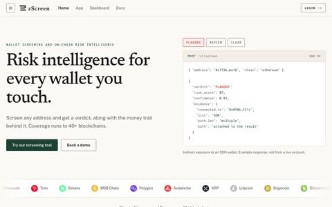 zScreen | Risk intelligence for every wallet you touch — screenshot