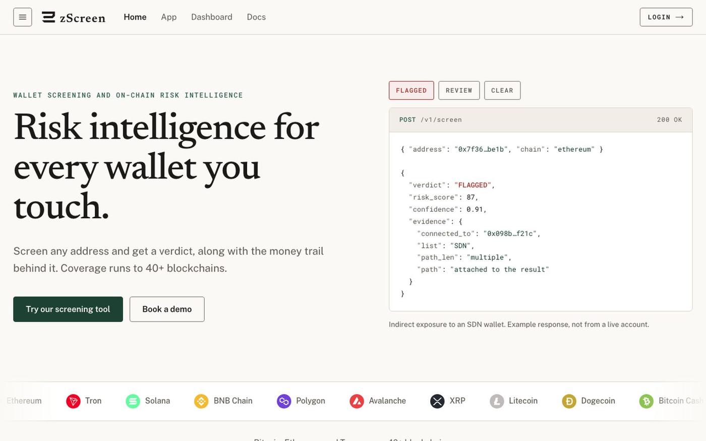 zScreen | Risk intelligence for every wallet you touch — screenshot