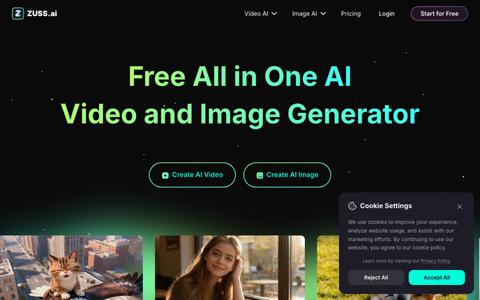 Zuss AI: All-in-One AI Creative Platform for Images & Videos — screenshot