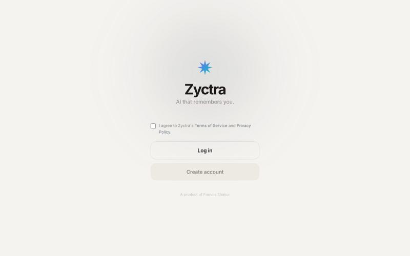 Zyctra — AI that remembers you — screenshot