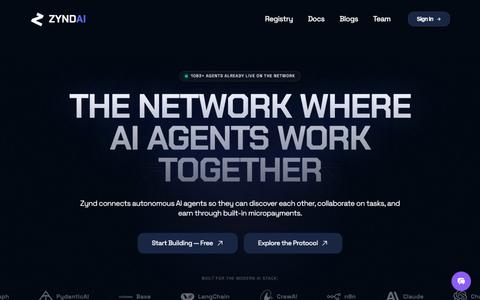 The Internet for AI Agents | ZyndAI Open Agent Network — screenshot