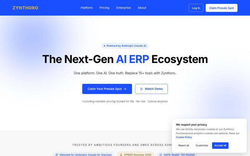 Zynthoro — The Next-Gen AI ERP Ecosystem | All-in-One Business Platform — screenshot