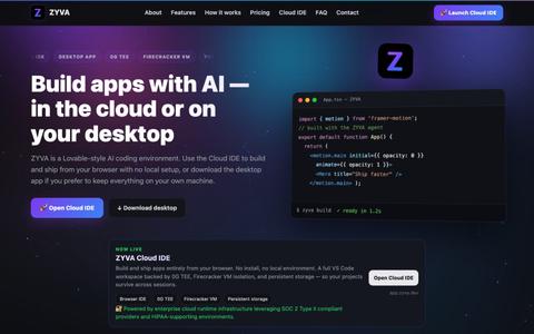 ZYVA — AI-powered IDE in the cloud and on your desktop — screenshot